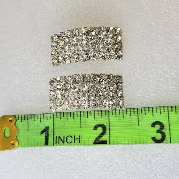 Rhinestone Rectangular Earrings - Picture 4 of 5